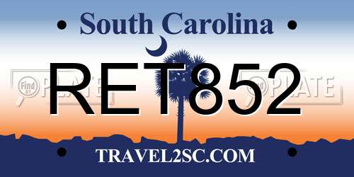 RET852 South Carolina License Plate