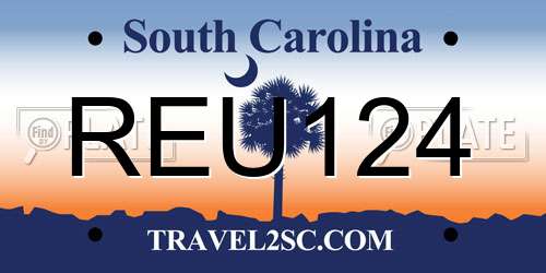 REU124 South Carolina License Plate