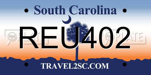 REU402 South Carolina License Plate