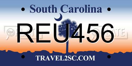 REU456 South Carolina License Plate
