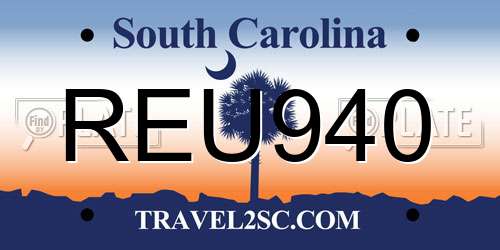 REU940 South Carolina License Plate