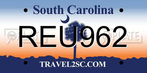 REU962 South Carolina License Plate