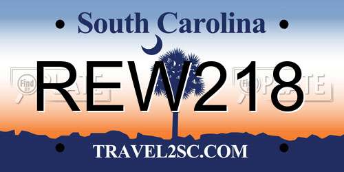 REW218 South Carolina License Plate