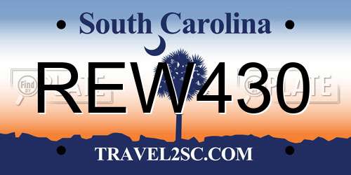 REW430 South Carolina License Plate