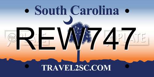 REW747 South Carolina License Plate