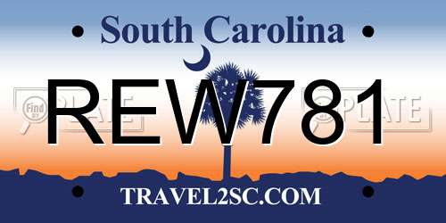 REW781 South Carolina License Plate