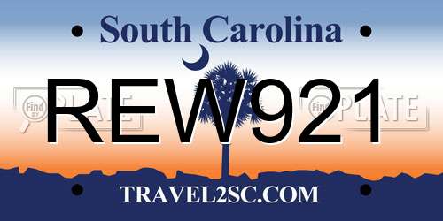 REW921 South Carolina License Plate