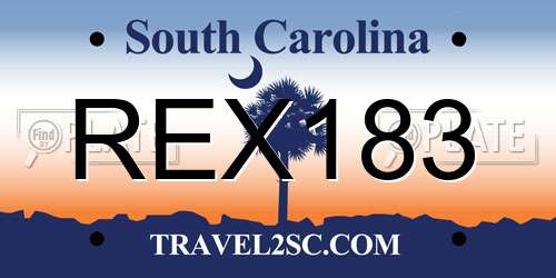 REX183 South Carolina License Plate