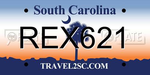 REX621 South Carolina License Plate