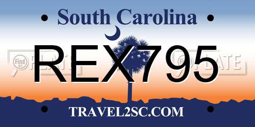 REX795 South Carolina License Plate