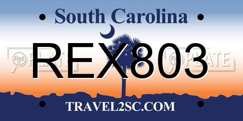 REX803 South Carolina License Plate