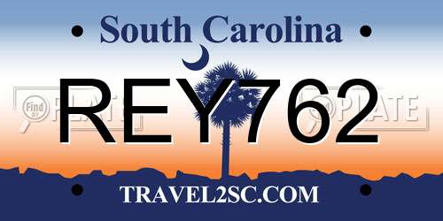REY762 South Carolina License Plate