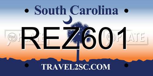 REZ601 South Carolina License Plate