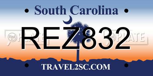 REZ832 South Carolina License Plate