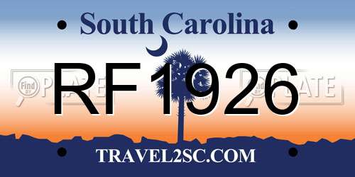 RF1926 South Carolina License Plate