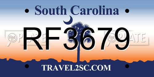 RF3679 South Carolina License Plate