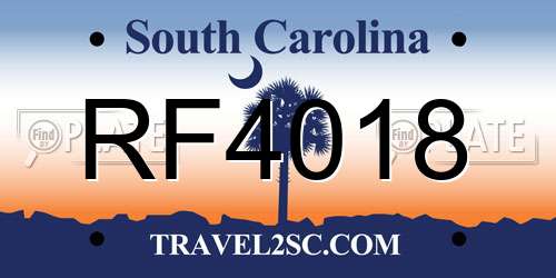 RF4018 South Carolina License Plate