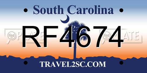 RF4674 South Carolina License Plate