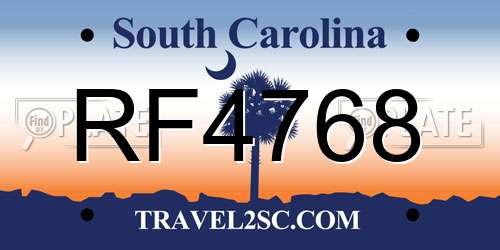 RF4768 South Carolina License Plate