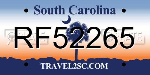 RF52265 South Carolina License Plate
