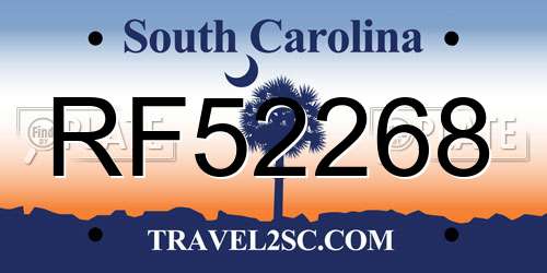 RF52268 South Carolina License Plate