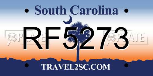 RF5273 South Carolina License Plate