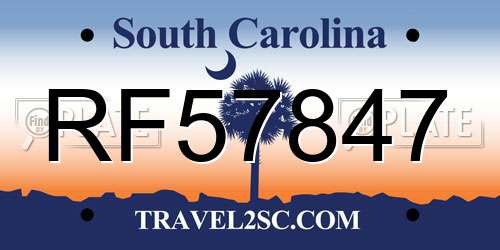 RF57847 South Carolina License Plate