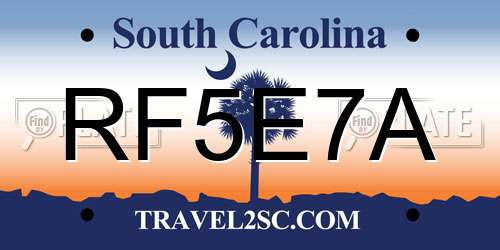 RF5E7A South Carolina License Plate