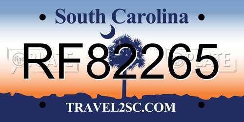RF82265 South Carolina License Plate