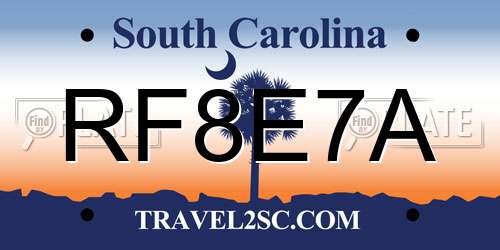 RF8E7A South Carolina License Plate