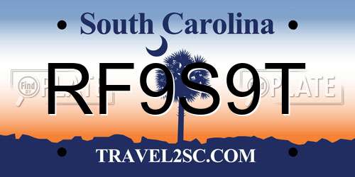 RF9S9T South Carolina License Plate