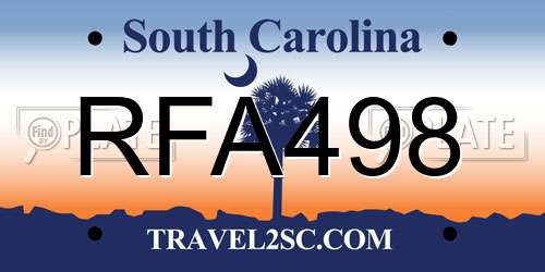 RFA498 South Carolina License Plate