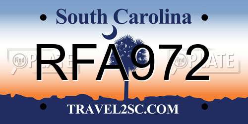 RFA972 South Carolina License Plate