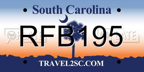 RFB195 South Carolina License Plate