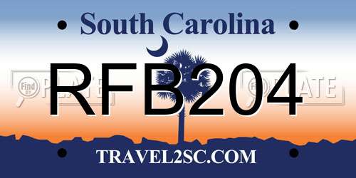 RFB204 South Carolina License Plate