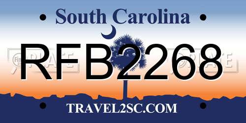 RFB2268 South Carolina License Plate