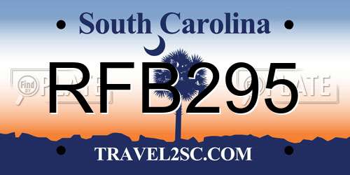 RFB295 South Carolina License Plate