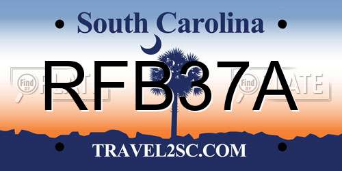 RFB37A South Carolina License Plate