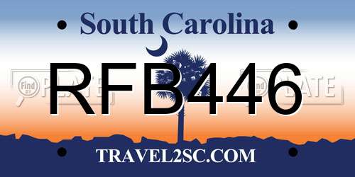 RFB446 South Carolina License Plate