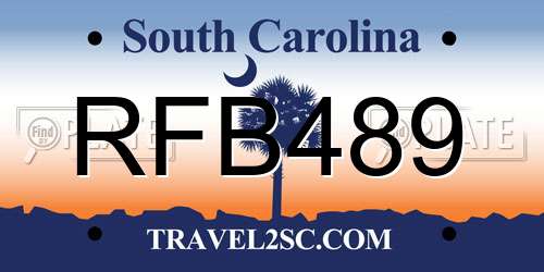 RFB489 South Carolina License Plate