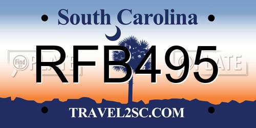 RFB495 South Carolina License Plate