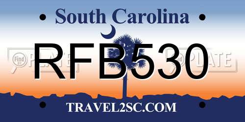 RFB530 South Carolina License Plate