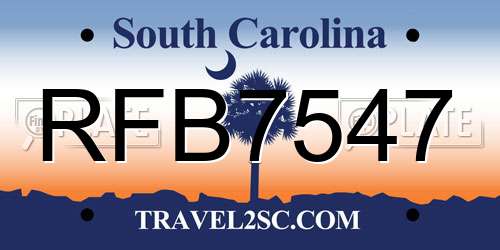 RFB7547 South Carolina License Plate
