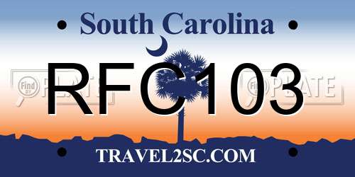 RFC103 South Carolina License Plate