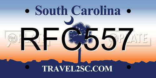 RFC557 South Carolina License Plate