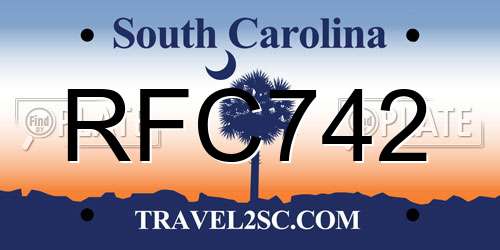RFC742 South Carolina License Plate