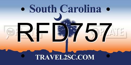RFD757 South Carolina License Plate