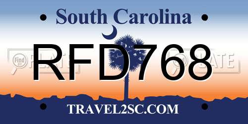 RFD768 South Carolina License Plate