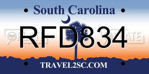 RFD834 South Carolina License Plate