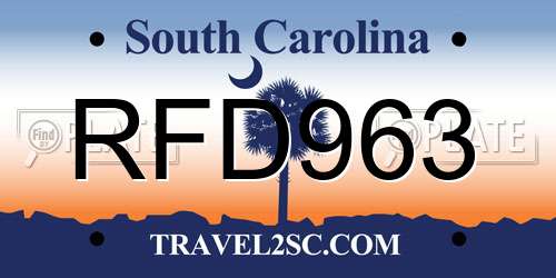 RFD963 South Carolina License Plate